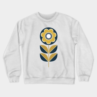 Retro Geometric Flower 5 in Navy Blue and Mustard Yellow Crewneck Sweatshirt